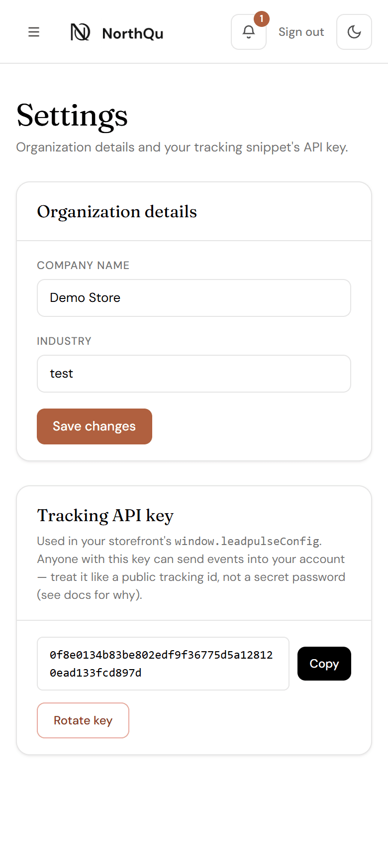 Your tracking key, in your control